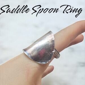 Vintage Saddle Spoon Ring Silver Plated  Statement